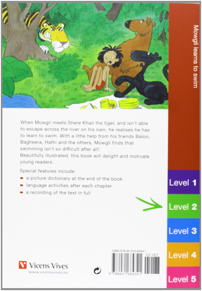 Libro de Cuentos "Mowgli Learns To Swim"