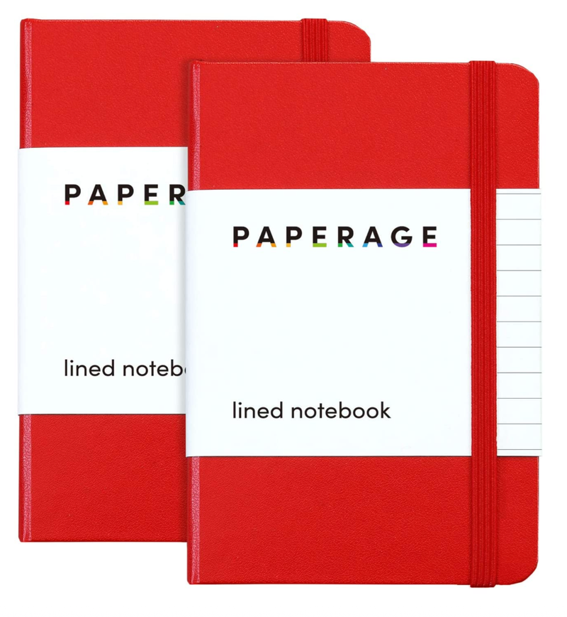 Set 2 Cuadernos de Bolsillo Textura de Cuero Rojo