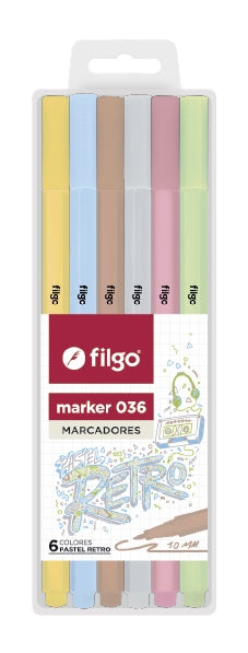 Marcador Marker 036 / Estuche 6 Pastel Retro