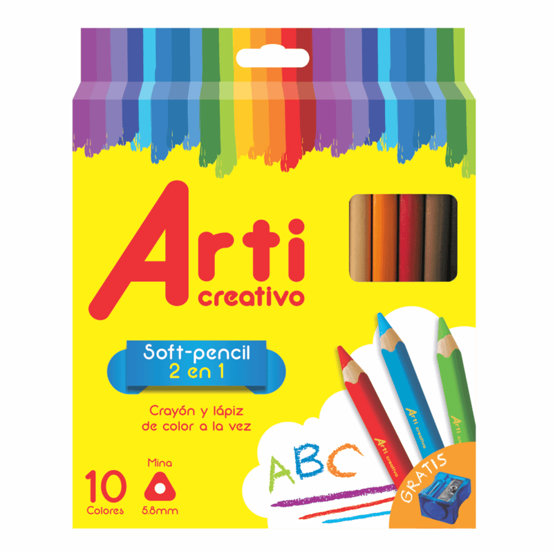 Soft Pencil x 10 Colores con Sacapuntas Arti