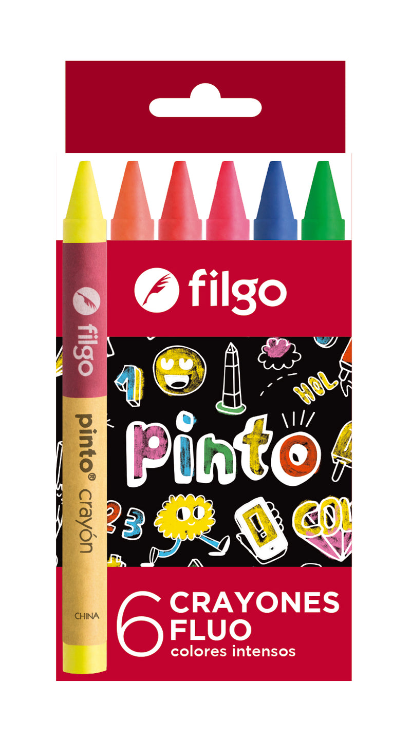 Crayones De Cera Pinto Estuche 6 Flúo