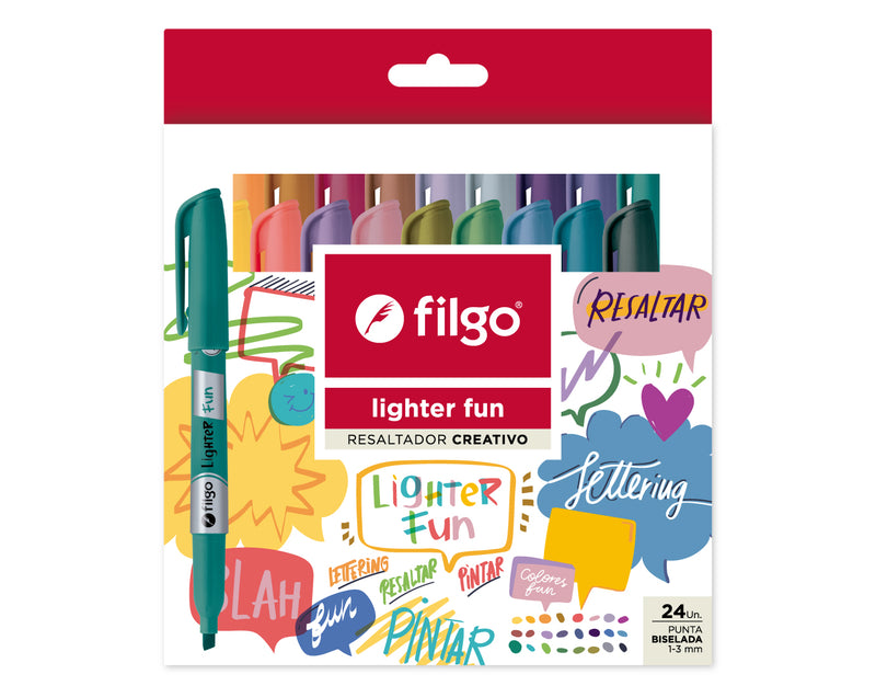 Resaltador Creativo Fino Fun Lighter Set 24 Colores
