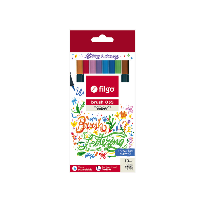 Marcador Brush Pen 035 Set 10 Colores