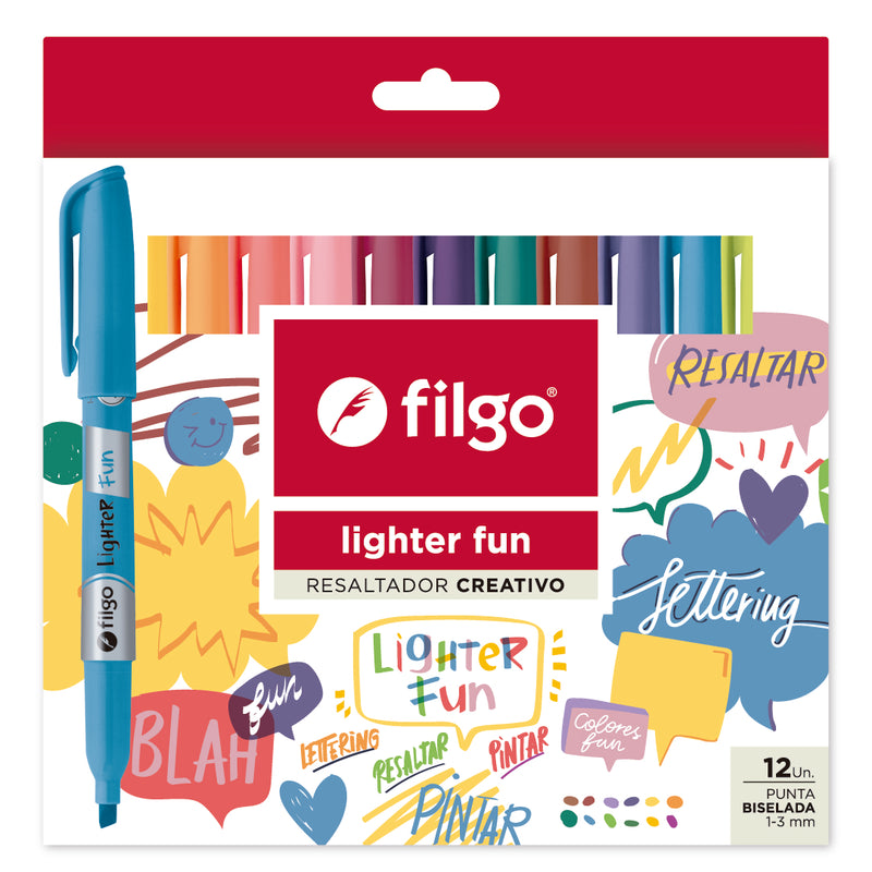 Resaltador Creativo Fino Fun Lighter Set 12 Colores