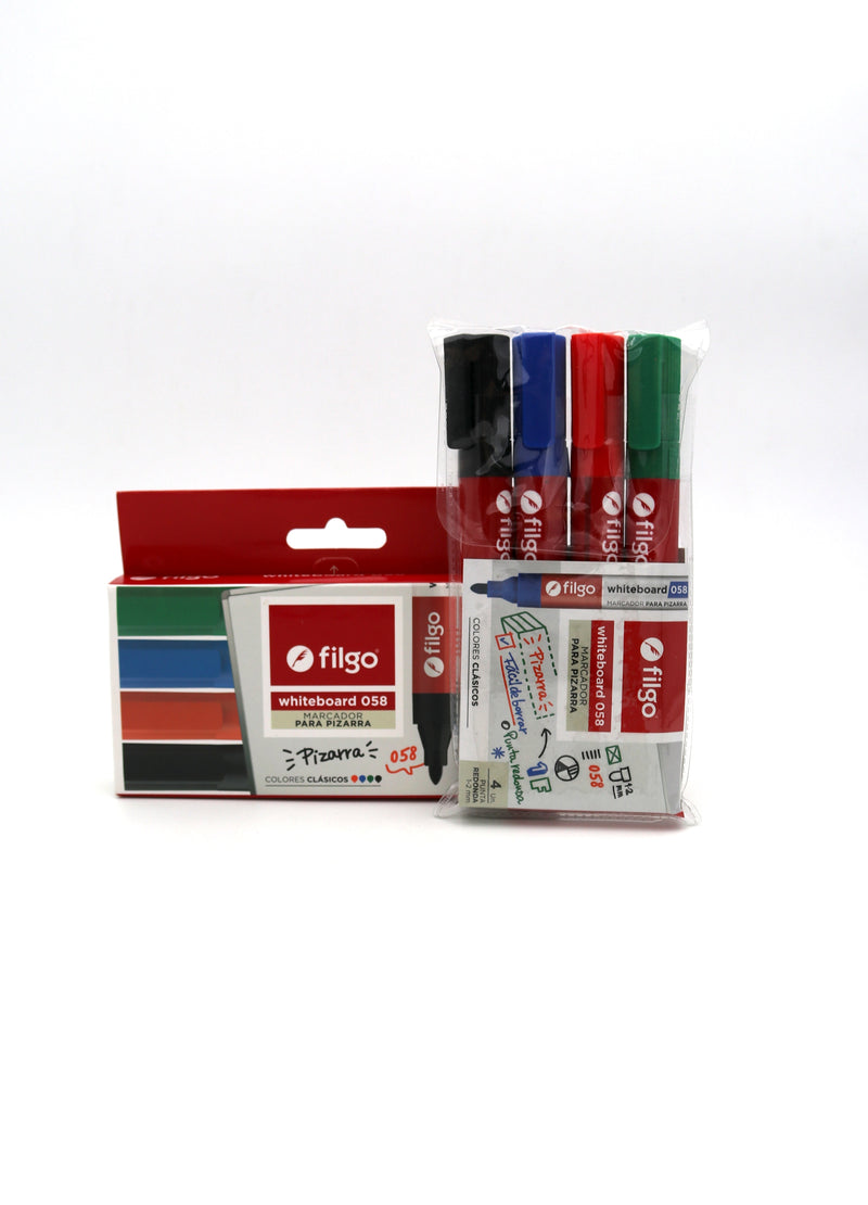 Marcador Pizarra 058 Redonda / Estuche 4 Clásico