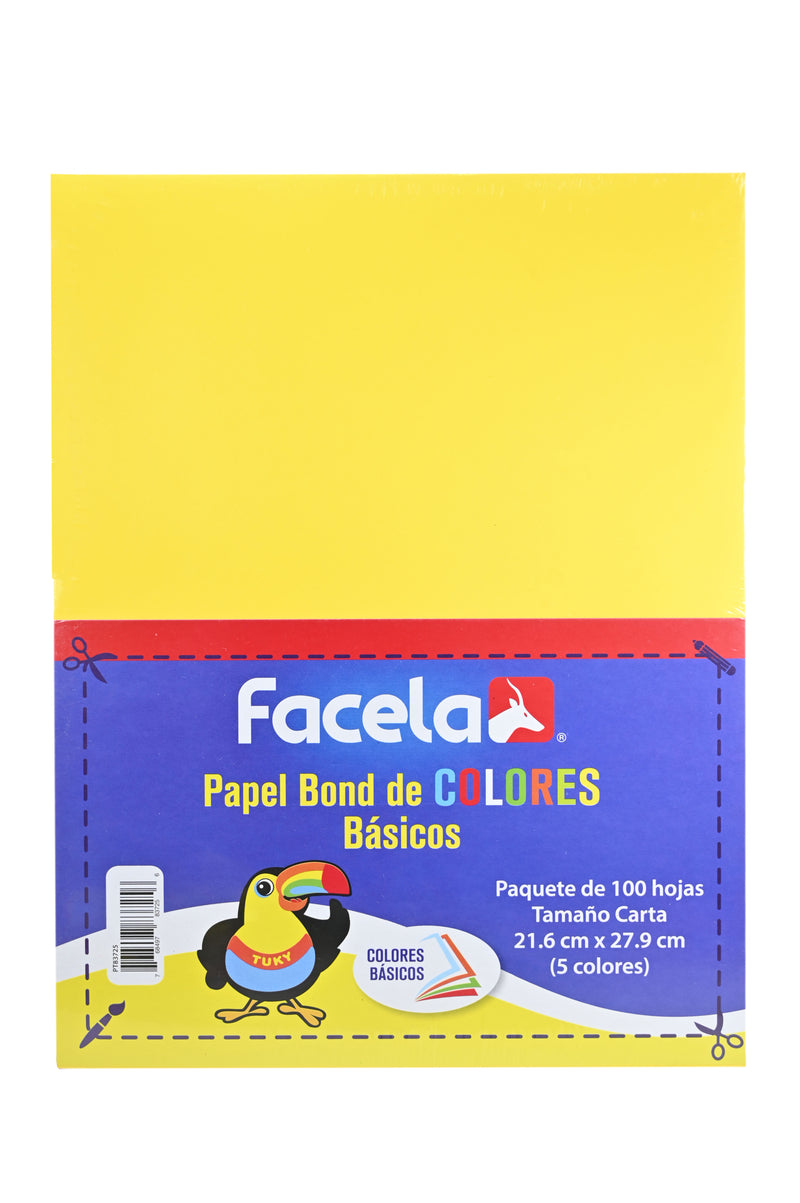 Paquete Papel Bond T/Carta Colores Básicos 100 Hojas