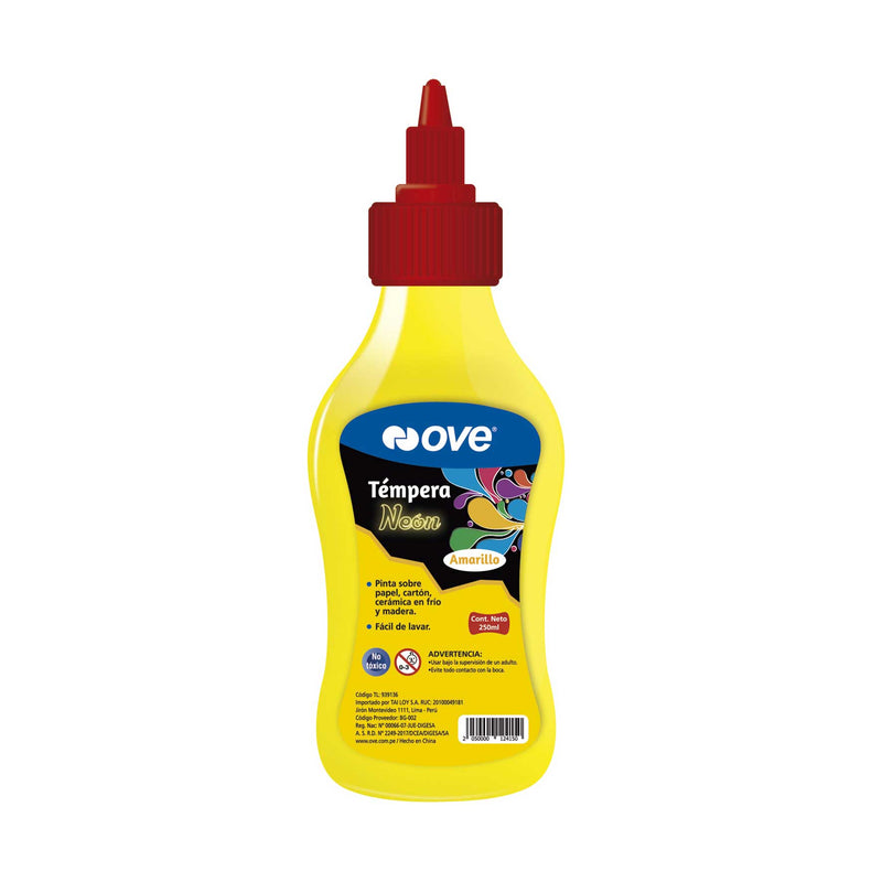 Tempera X 250Ml Neon Amarillo Ove C/Aplicador