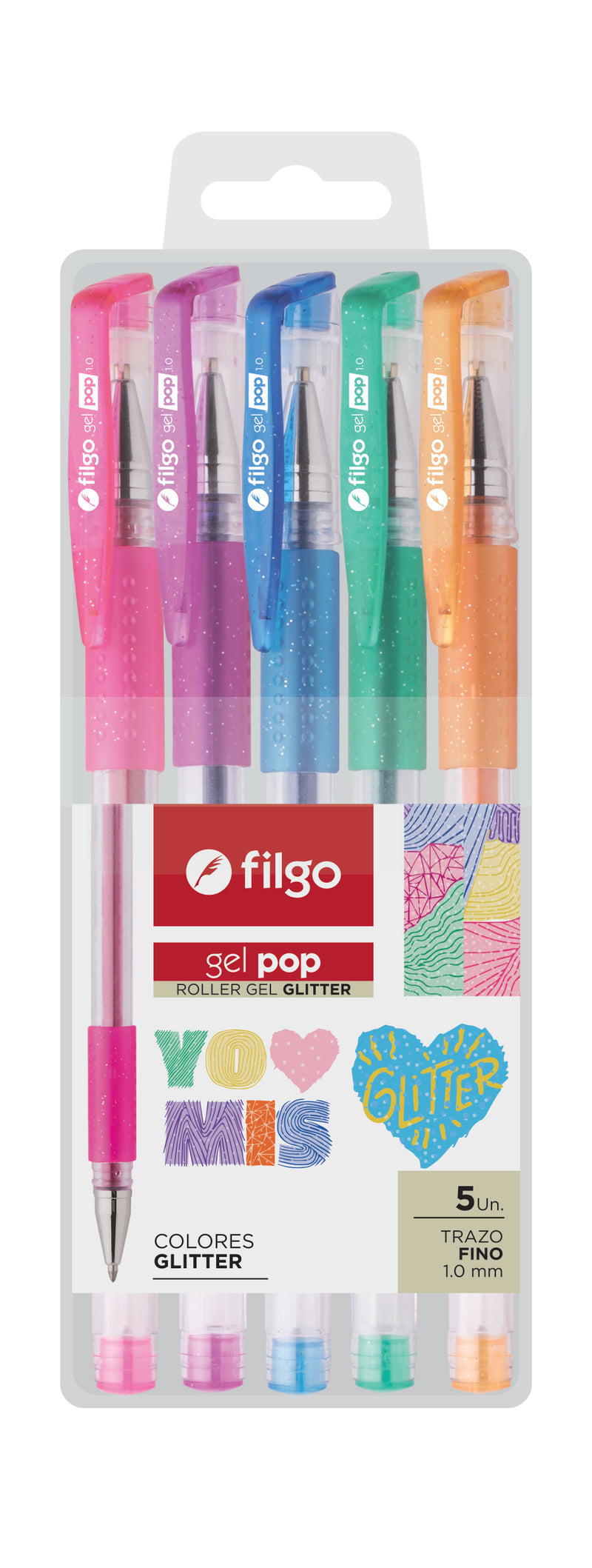 Roller Gel Gel Pop / Estuche 5 Glitter