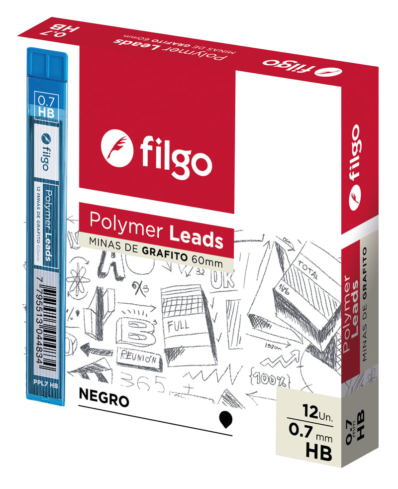 Minas Grafito Polymer Leads 0.7 / Caja 12 Hb