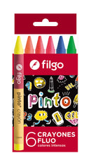 Crayones De Cera Pinto / Estuche 6 Flúo