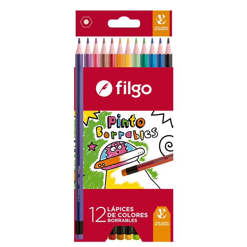 Lápices Colores Resina Borrables 12 Surtidos