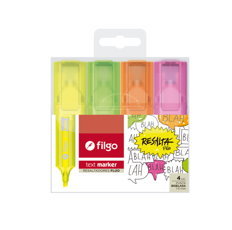 Resaltador Text Marker / Estuche 4 Flúorescente