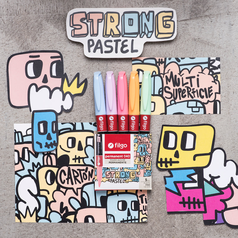 Marcador Permanente 040 Fino / Estuche 5 Pastel