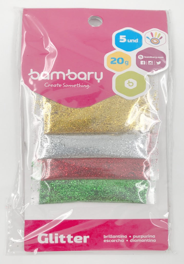 Escarcha Metalizada Set 5 Colores 20Gr Bambary
