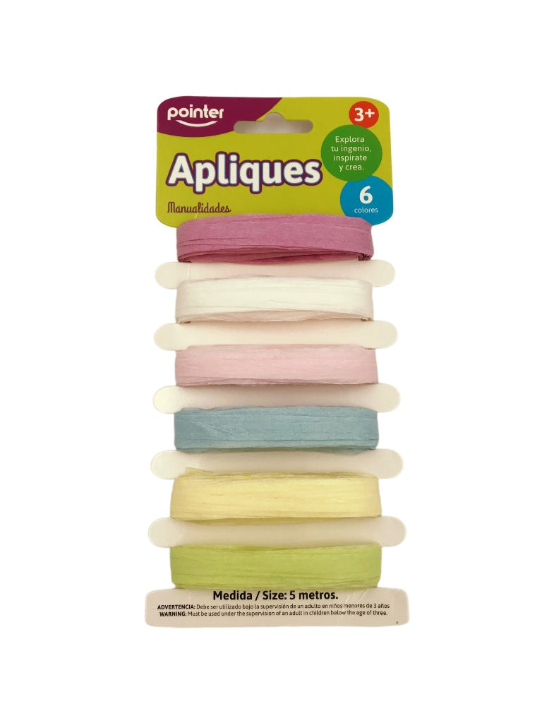 Cinta Plana Colores Pastel 6Pz 8138  Pointer