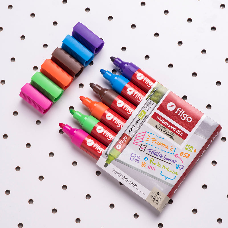 Marcador Pizarra 058 Redonda / Estuche 6 Brillante