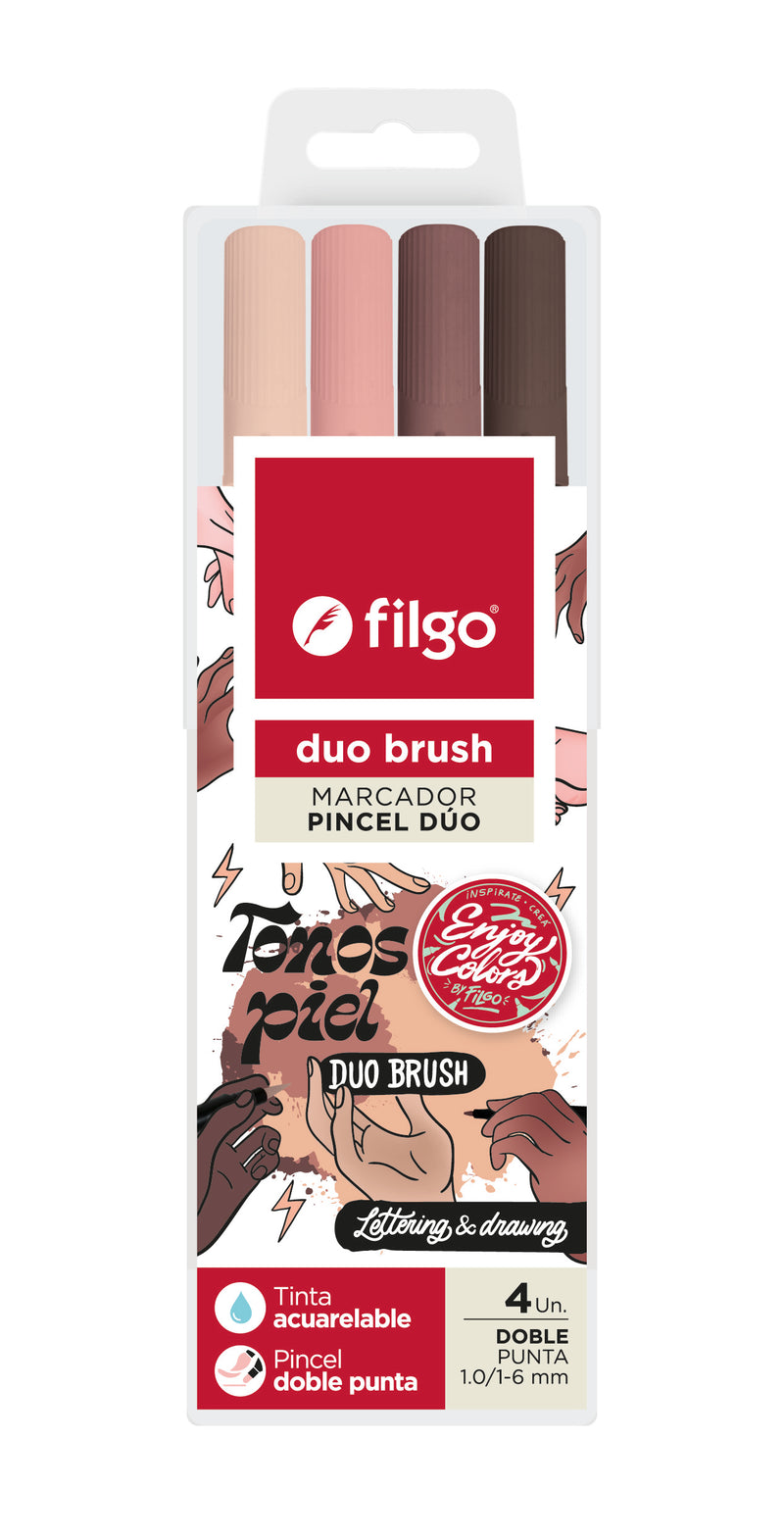 Marcador Duo Brush Doble Punta/ Estuche 4 Skin Tones