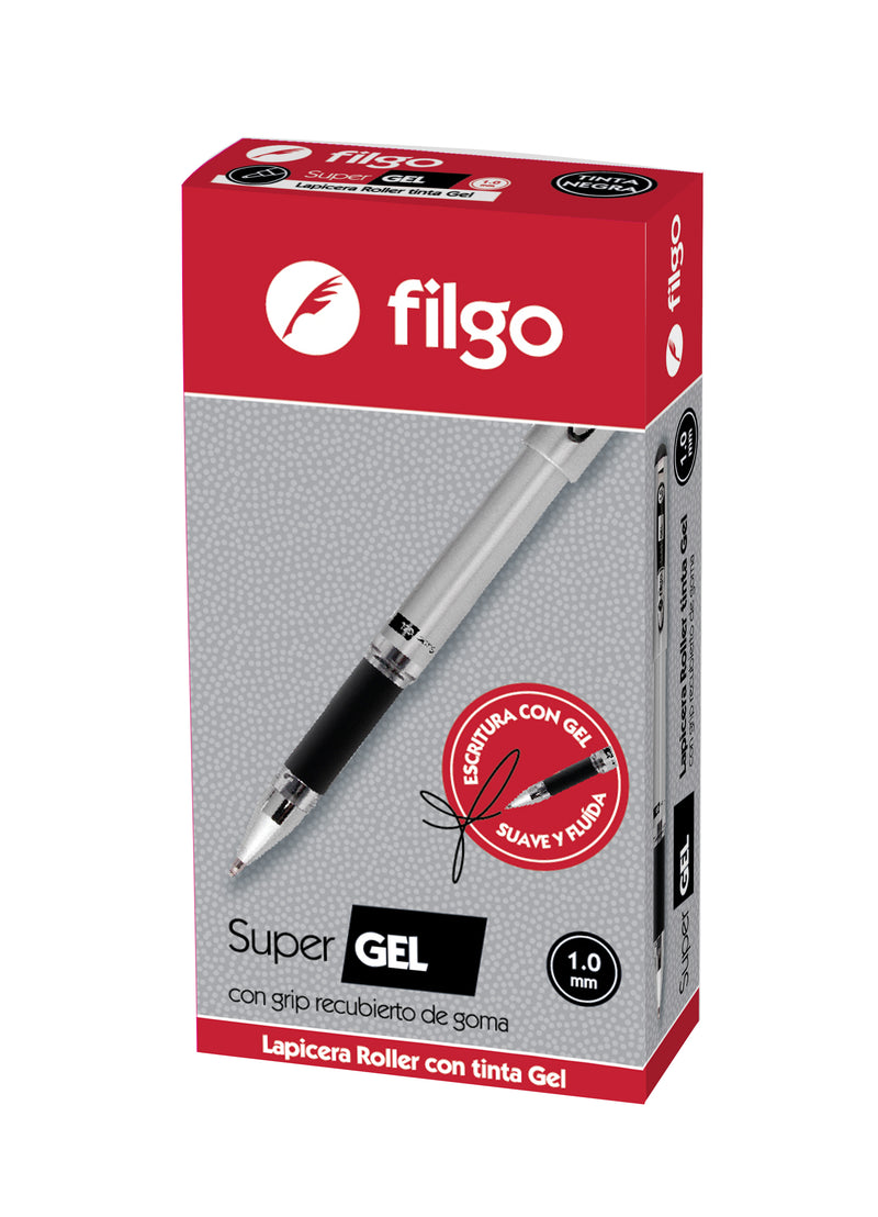 Roller Gel Super Gel 1.0 / Caja 12 Negro