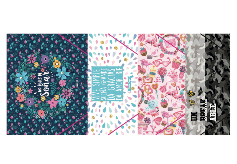 Carpeta N°6 - 3 Solapas Con Elástico - Pack X 12 Unidades Surtidas