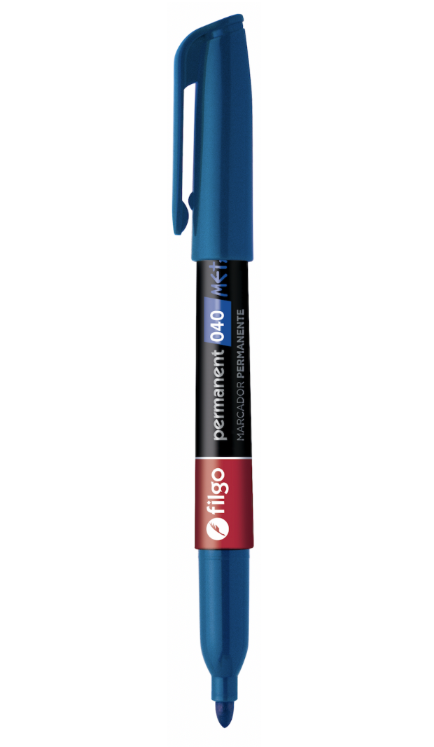 Marcador Permanente 040 Fino / Caja 12 Azul Metalizado