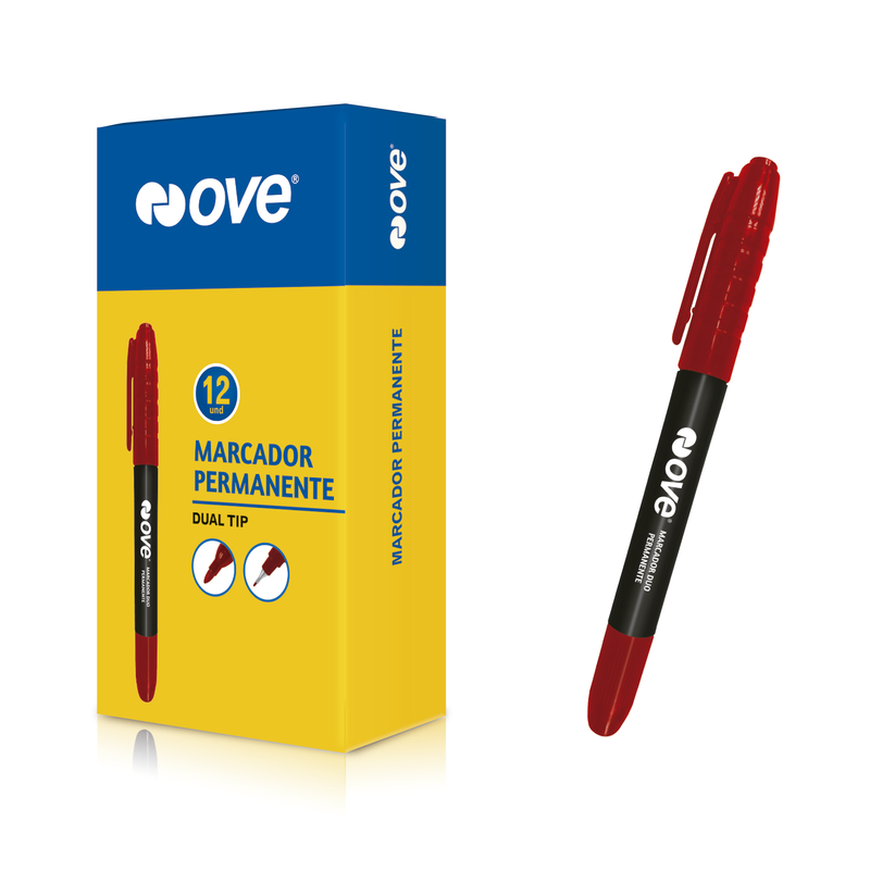 Plumón Ove Permanente Dúo Rojo