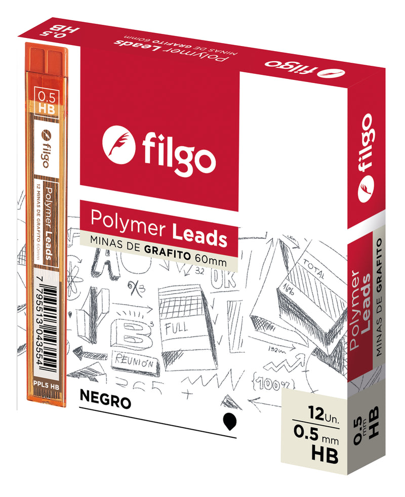 Minas Grafito Polymer Leads 0.5 / Caja 12 Hb