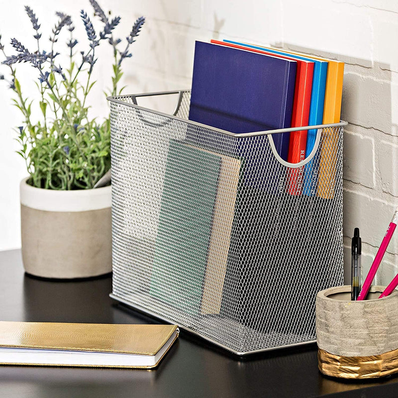 Archivador Rectangular De Metal Plateado