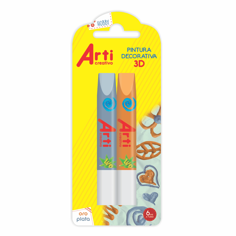 Pintura Acrílica 3D Oro Y Plata Arti