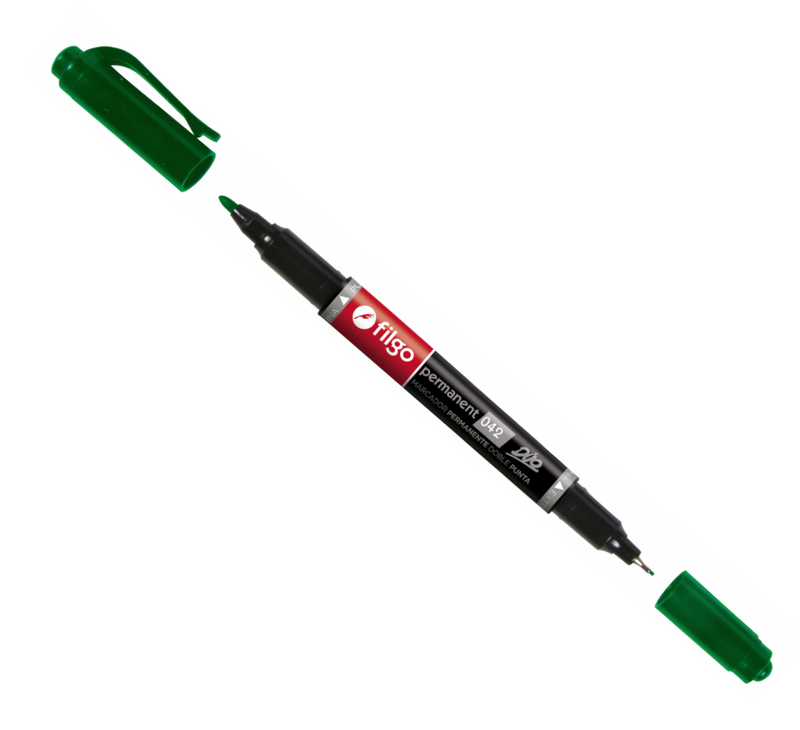 Marcador Permanente 042 Doble Punta / Caja 12 Verde