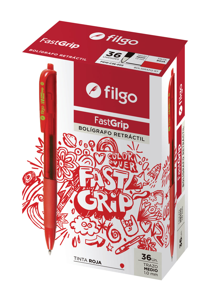 Bolígrafo Fast Grip Rojo 1.0